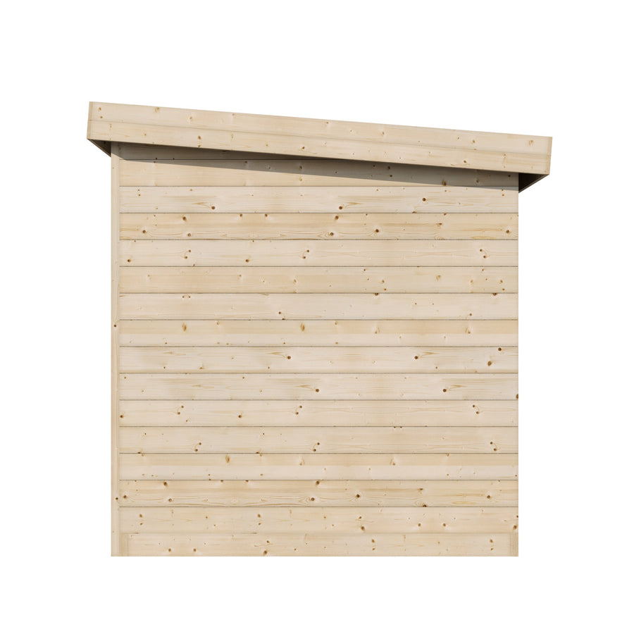 Multiroom Log Sauna Anita — 3-4 Person Spruce Sauna with Changing Room — spruce — side view 1