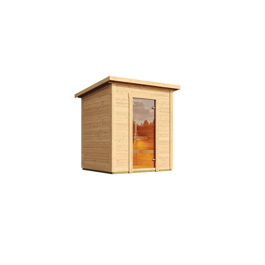 Patio Sauna Brico — 1-2 Person 42mm Spruce Log Sauna, 2.6m² — spruce — angle view 1