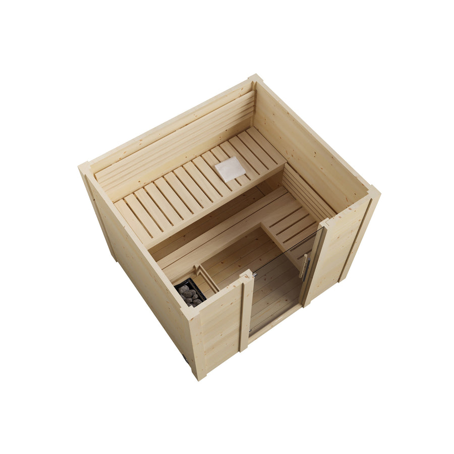 Patio Sauna Brico — 1-2 Person 42mm Spruce Log Sauna, 2.6m² — spruce — side view 1