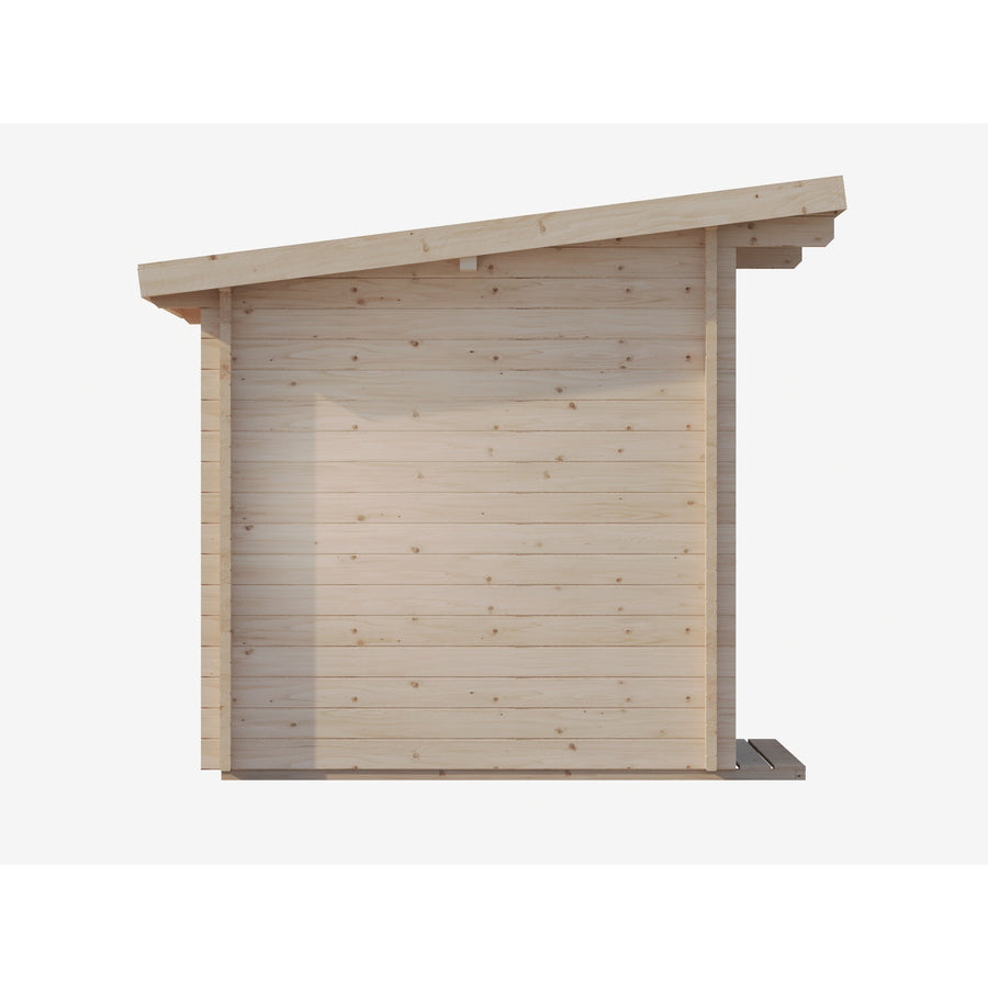 Log Cube Sauna Panorama — 45mm Spruce Sauna, Full Glass Front — spruce — side view 2