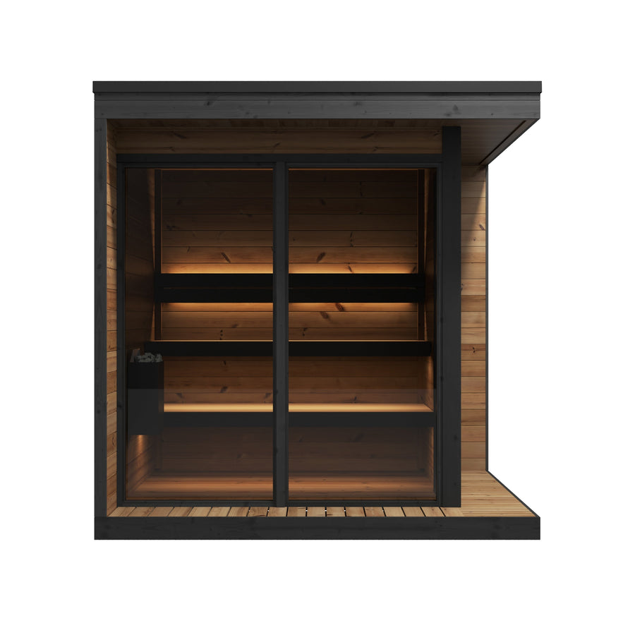 Patio Sauna Hiki L — 3 Person Thermowood Log Sauna, 3.1m² — thermowood — front view 1