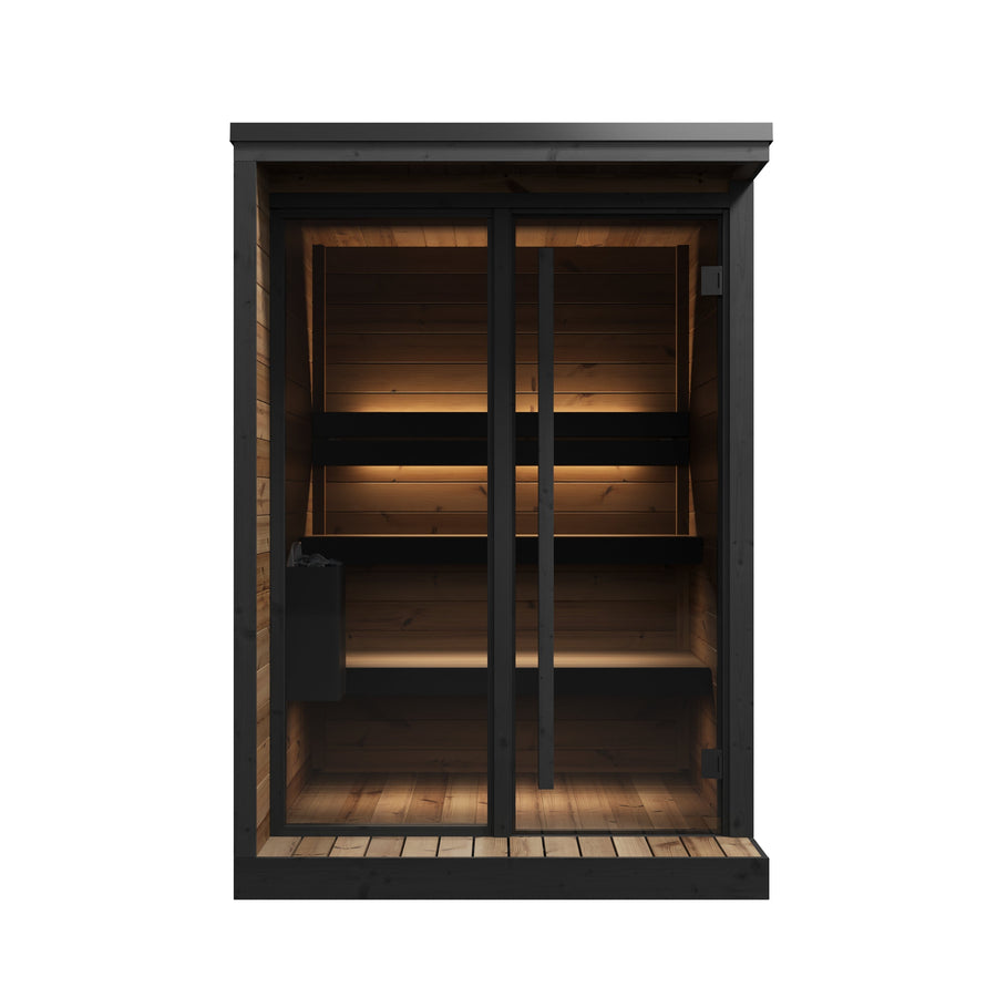Patio Sauna Hiki S — Compact Thermowood Log Sauna, Balcony-Friendly 2.1m² — thermowood — front view 1