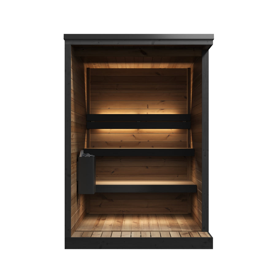 Patio Sauna Hiki S — Compact Thermowood Log Sauna, Balcony-Friendly 2.1m² — thermowood — side view 3
