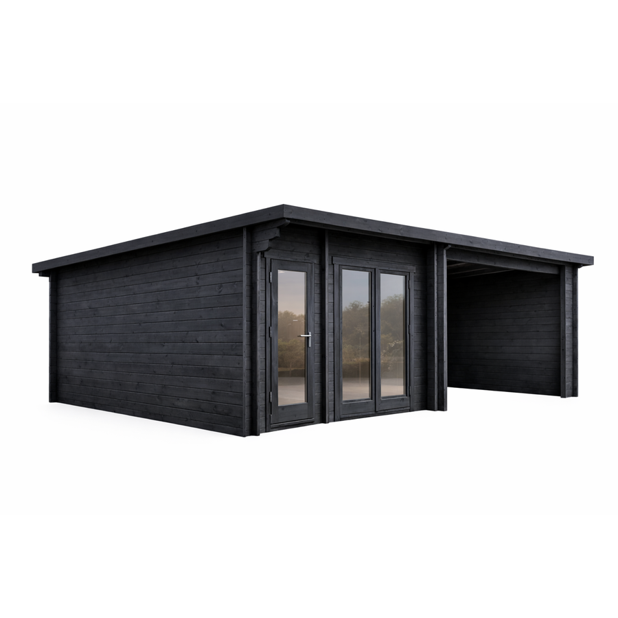 Spa Log Sauna Home Spa — Wide 45mm Spruce Sauna, 6.6m² — painted finish option — angle view 1