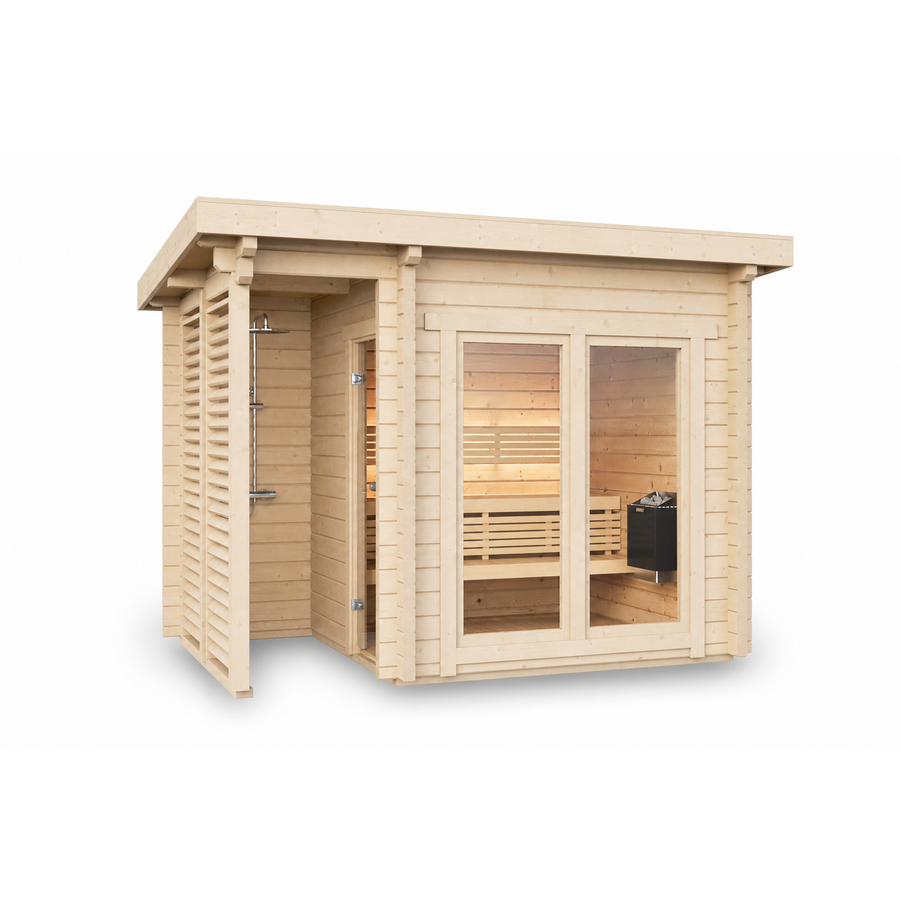Spa Log Sauna Island — Standalone 2-3 Person 70mm Spruce Sauna — spruce — angle view 1
