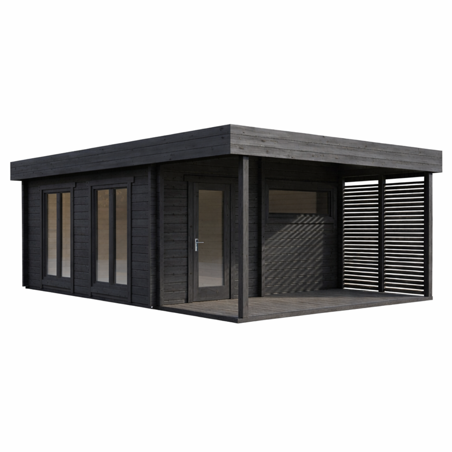 Multiroom Log Sauna Magnus XL — Largest 70mm Spruce Sauna, 19m² — painted finish option — angle view 1