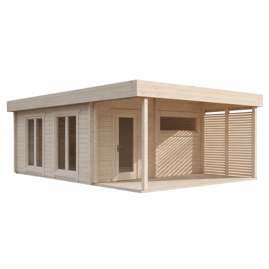 Multiroom Log Sauna Magnus XL — Largest 70mm Spruce Sauna, 19m² — spruce — angle view 1