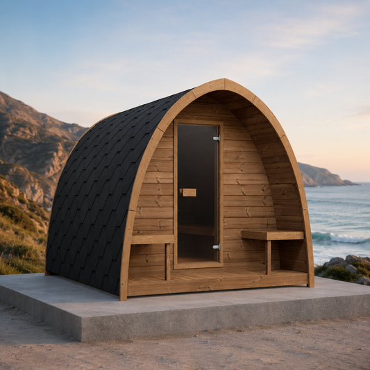 Outdoor Sauna Pod 300 — 5–6 Person Thermowood Garden Sauna, Built-In Changing Area, 3m
