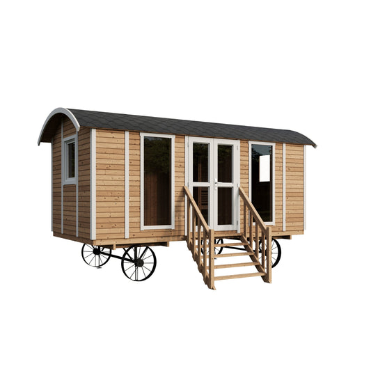 Mobile Sauna Wagon — Towable Solid Spruce Outdoor Sauna, 10.9m² — spruce — angle view 1
