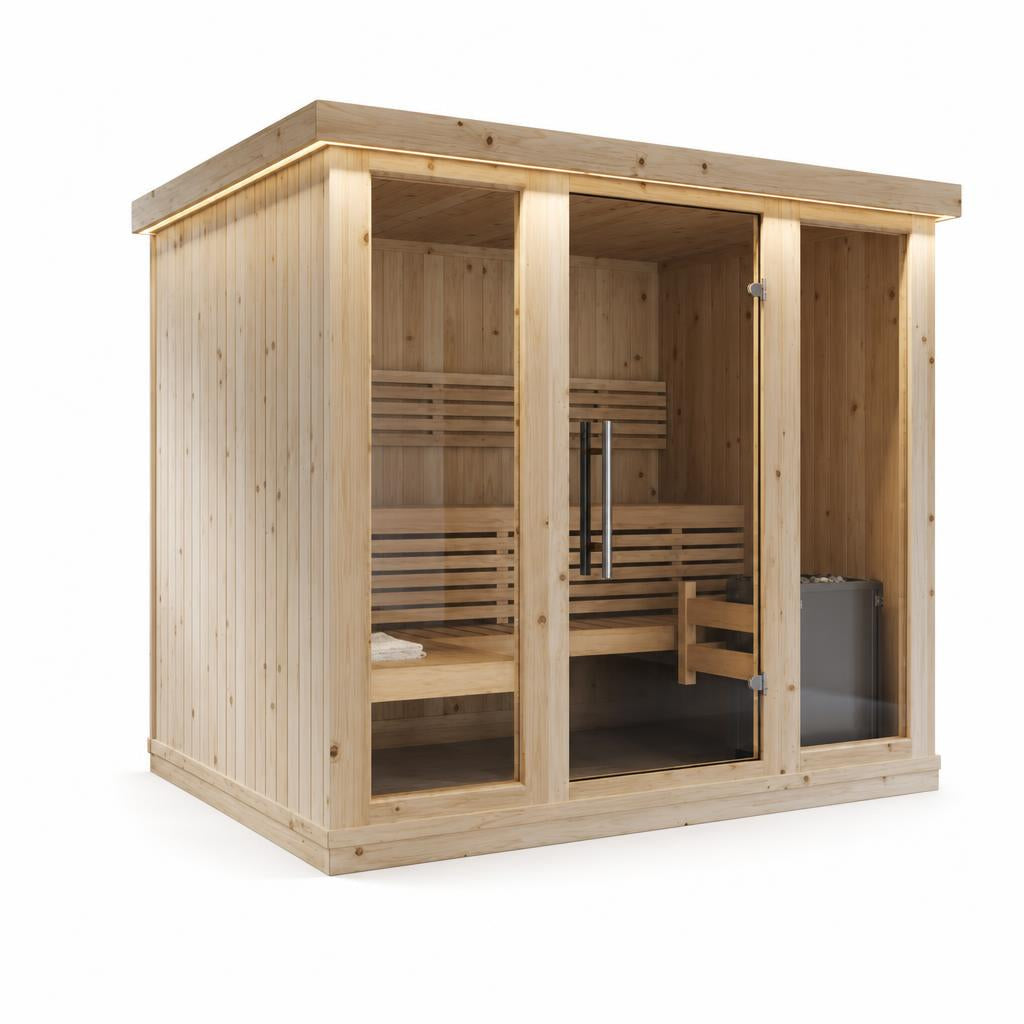 Indoor Home Sauna Large — Spruce Sauna Room for Sharing, 3.9m² No Floor — spruce — angle view 1