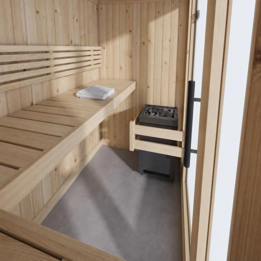 Indoor Home Sauna Small — Compact Spruce Sauna Room, 2.6m² No Floor — spruce — side view 1
