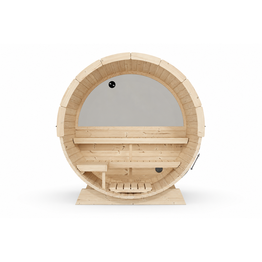 Terrace Barrel Sauna — Spruce Garden Sauna for Decking, 1.6m — spruce — side view 1