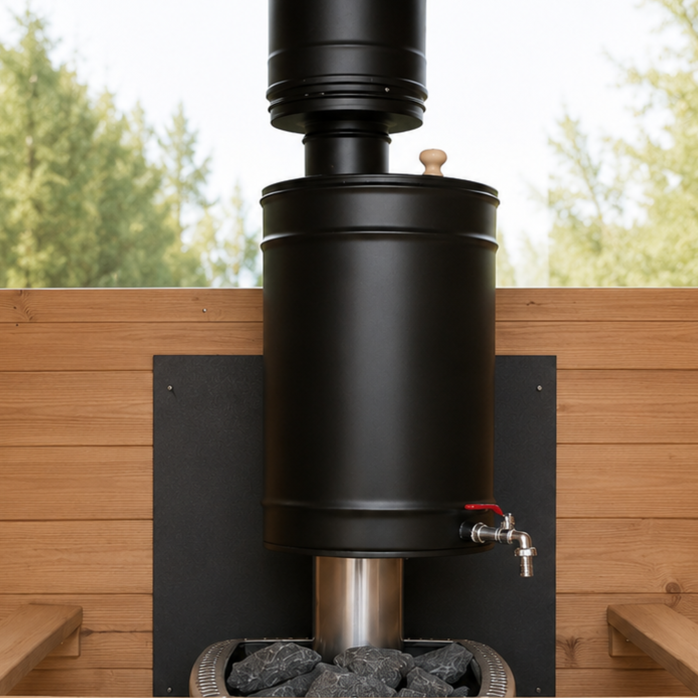 Water Tank for Wood Burning Sauna Heaters — Off-Grid Hot Water