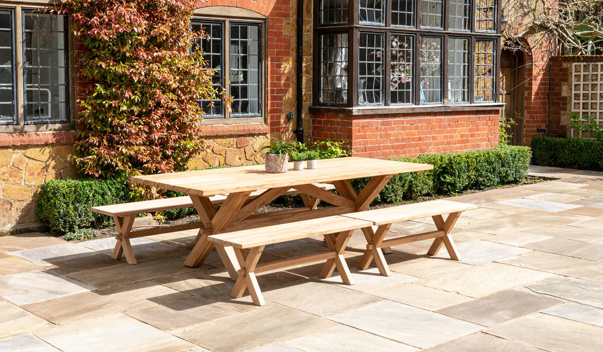 alexander rose teak plank table set 3 0m product exterior view — view 5