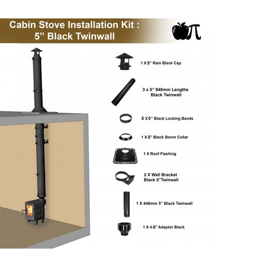 Cabin 5" Black Twinwall Installation Kit product exterior view