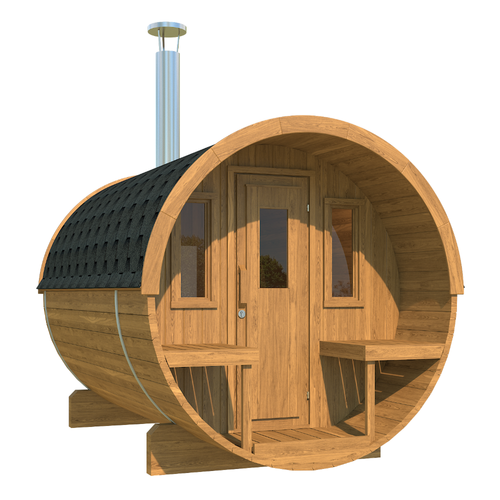 Charnia 280 Classic 6 Person Outdoor Barrel Sauna with Terrace