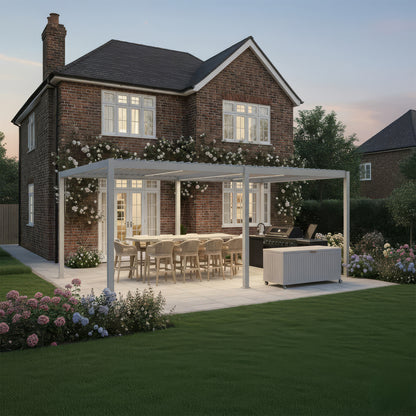 Nova Titan Aluminium Pergola - 4m x 3.6m Rectangular - Pebble