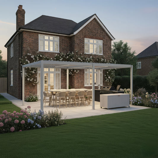 Nova Titan Aluminium Pergola - 3m x 3m Square - Pebble