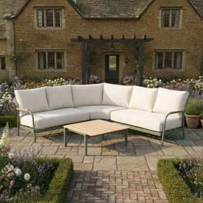 Nova Ashley Corner Sofa Lounging Set with Rectangular Coffee Table - Green product exterior view
