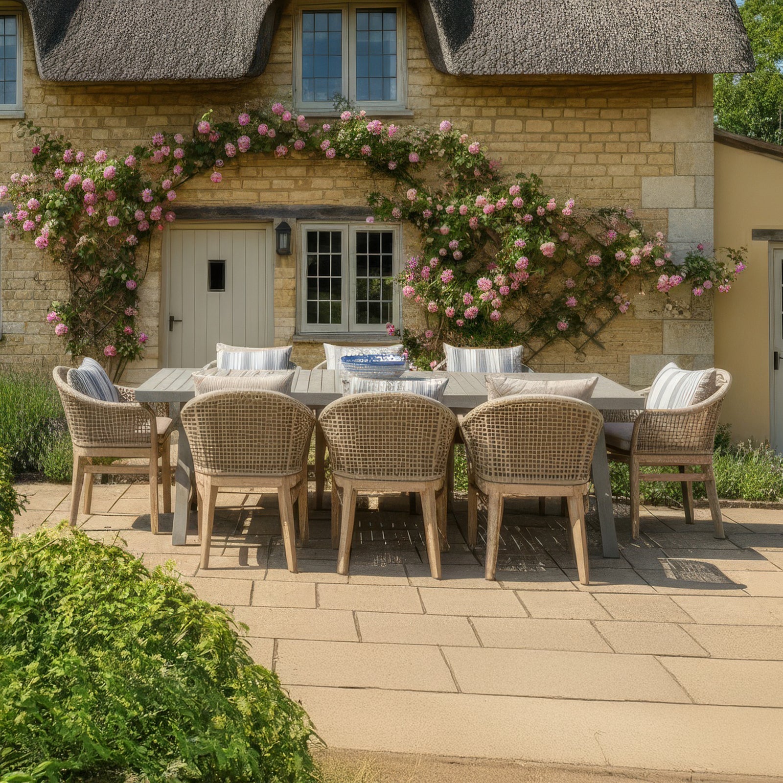 Nova Summer 8 Seat Dining Set - 2.4m x 1.0m Rectangular Table - Beige product exterior view