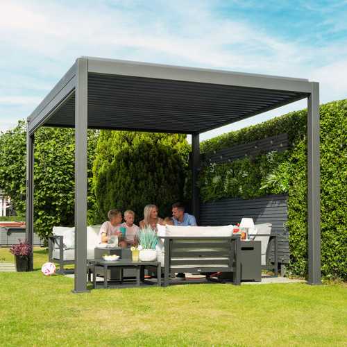 nova titan aluminium pergola 3 0m x 2 4m rectangular grey product exterior view