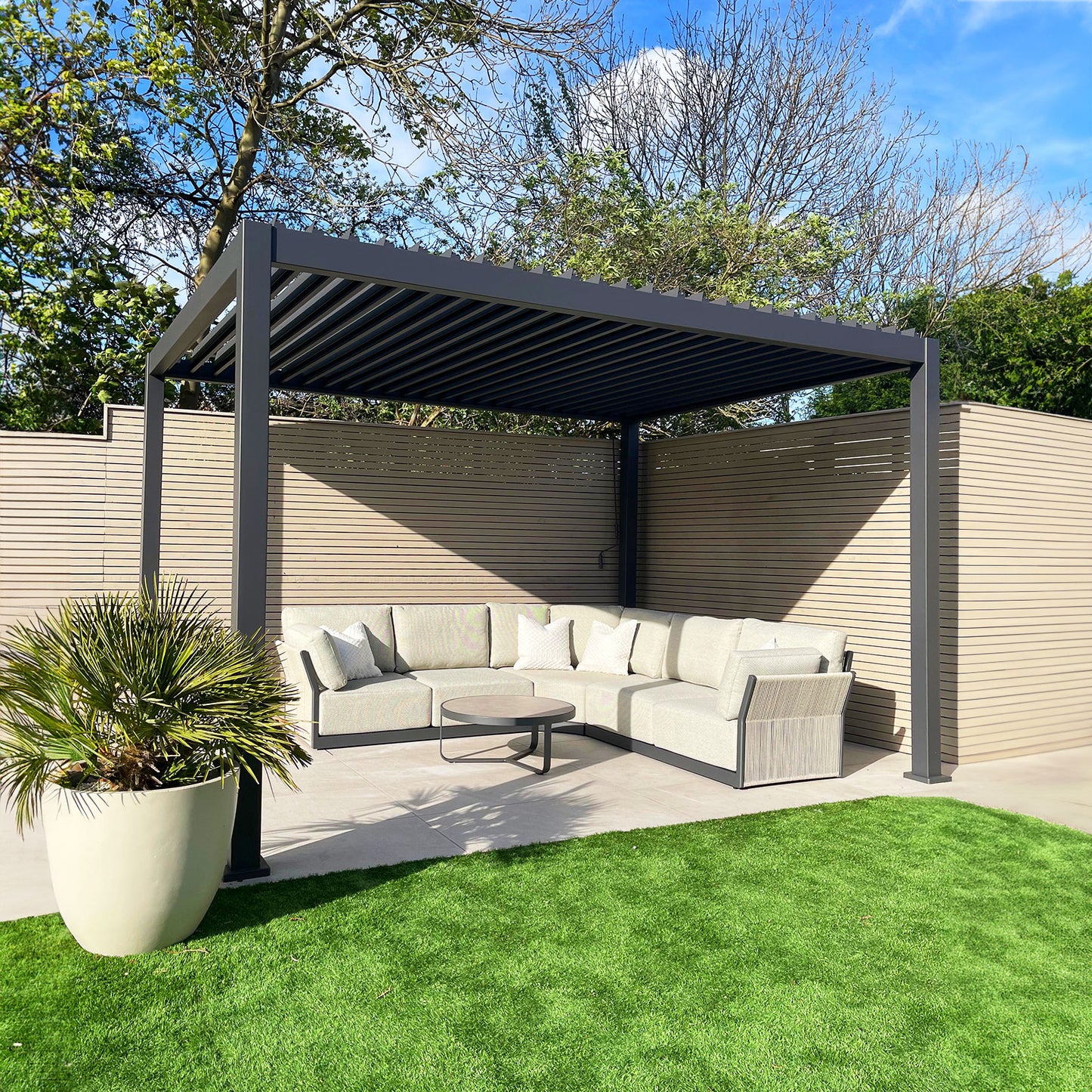 Nova - Titan Aluminium Pergola - 4m x 3.6m Rectangular - Grey