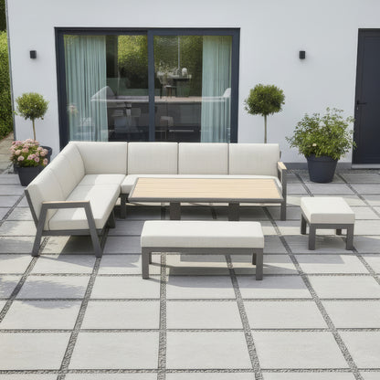 Nova Hunter L-Shaped Corner Sofa Lounge Dining Set with Rectangular Rising Table - Bronze product exterior view