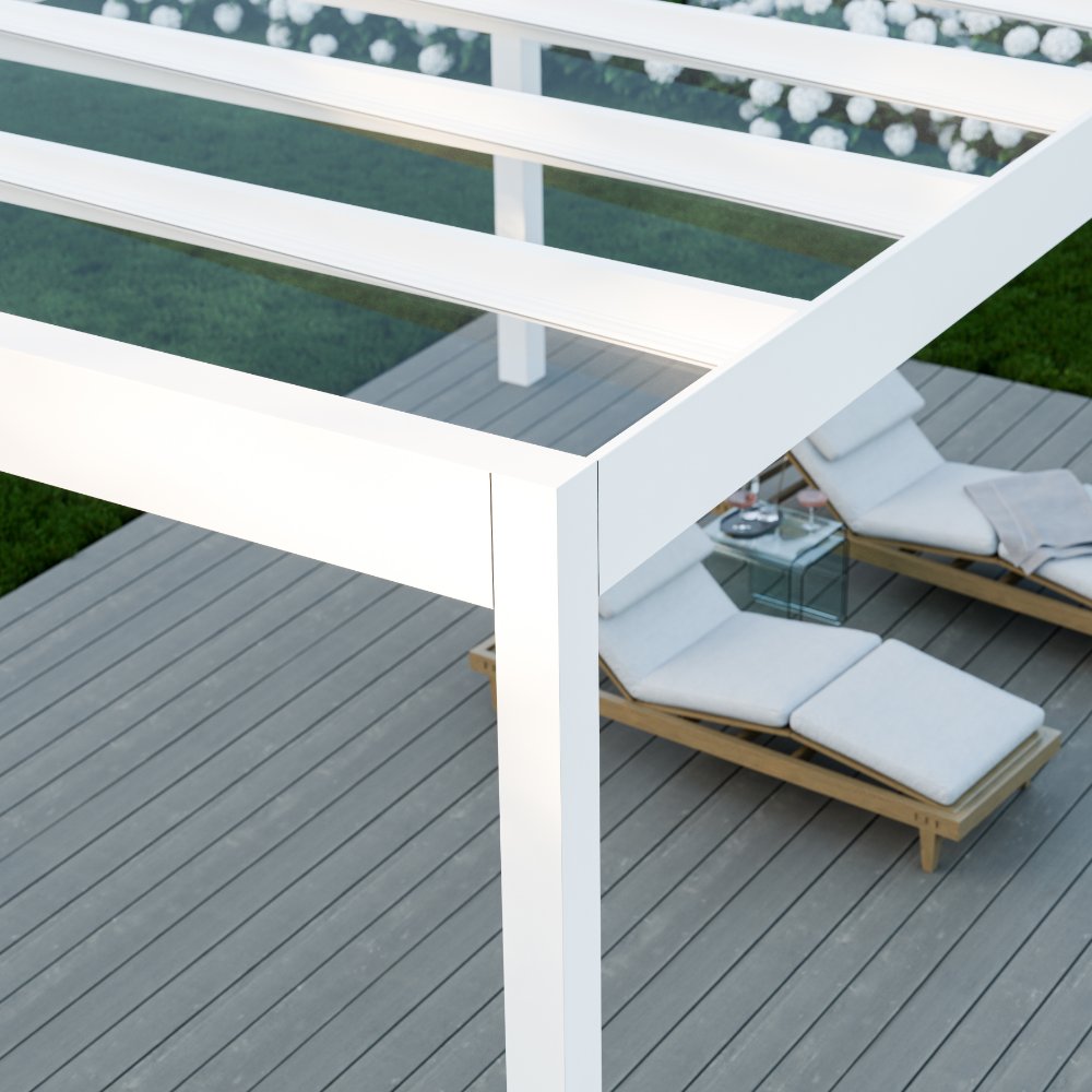 deponti pinela glass roofed aluminium pergola product exterior view — view 11