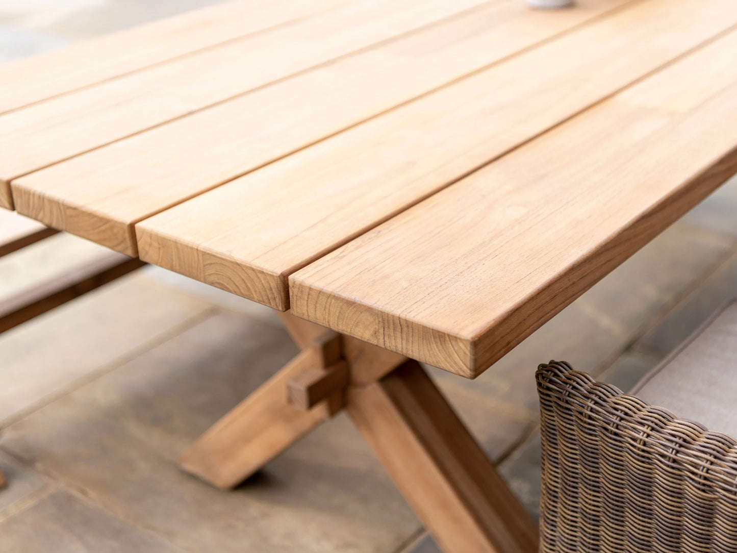alexander rose teak plank table set 3 0m product exterior view — view 3