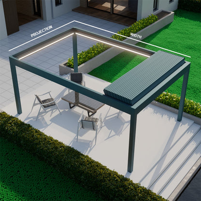 deponti pinela deluxe plus aluminium motorised pergola product exterior view — view 11