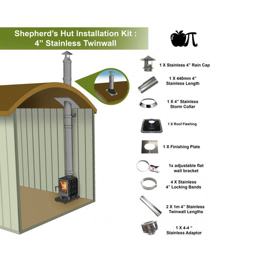 Shepherds Hut 4" Stainless Twinwall Installation Kit product exterior view