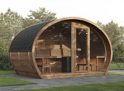Wanaka 400 Deluxe Thermowood with Glass Front 10 Person Outdoor Sauna