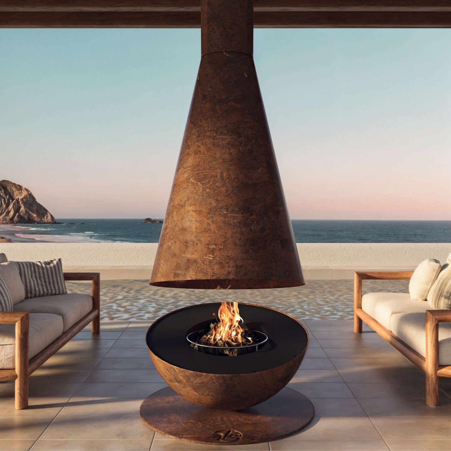 glammfire thales firewood fire pit product exterior view