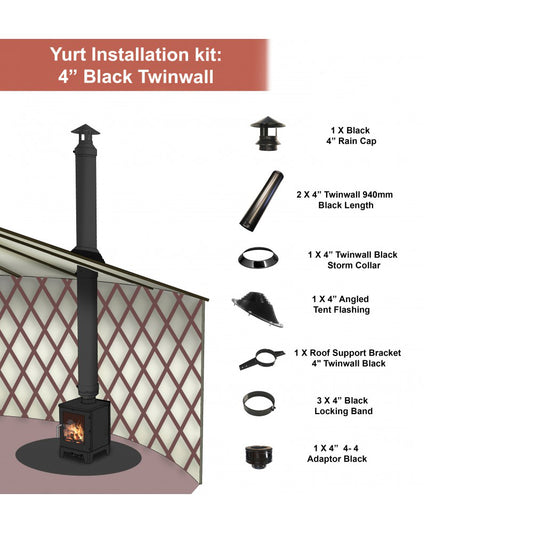 Yurt 4" Black Twinwall Installation Kit product exterior view