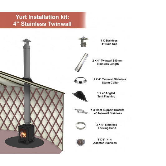Yurt 4" Stainless Twinwall Installation Kit product exterior view